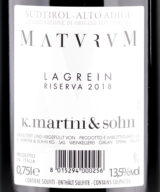 Back label - K.Martini & Sohn Maturum Lagrein Riserva 2018 Alto Adige DOC