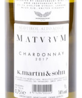 Back label of K. Martini & Sohn, Maturum Chardonnay Alto Adige DOC 2017