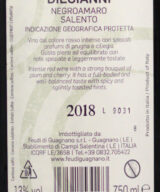 Feudi di Guadnano Diecianni Negroamaro - back label