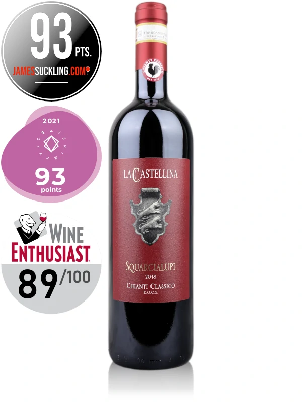 Bottle of Italian red wine La Castellina Scuarcialupi Chianti Classico DOCG 2018