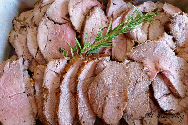 Roast Boneless Leg of Lamb stuffed with Herbs and Garlic