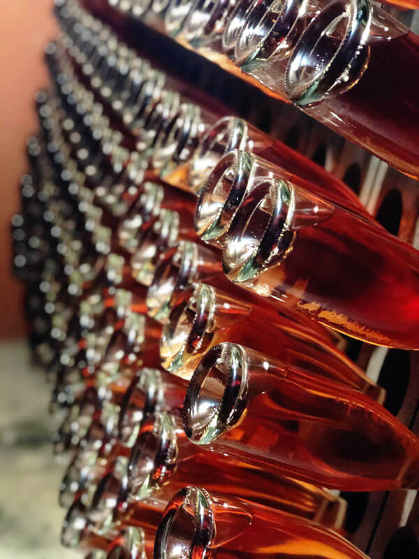 Valsellera Nebbiolo Rose wine ageing on the lees in the cellar in Cantina Francone, Piedmont Italy