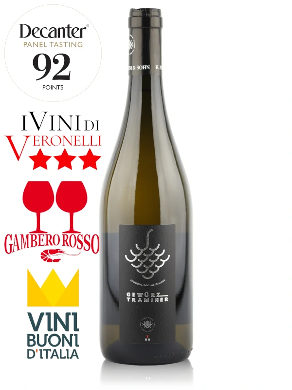Bottle of Italian white wine K. Martini & Sohn Gewürztraminer Alto Adige DOC 2019