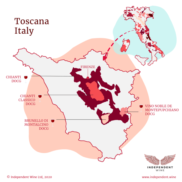 The complete guide to Italian wine - Map Of Italian Wine Making Zones In Tuscany 768x768