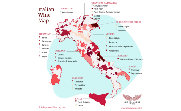 The complete guide to Italian wine - Map Of Italian Wines And Wine Producing Regions 1140x700 1 600x368