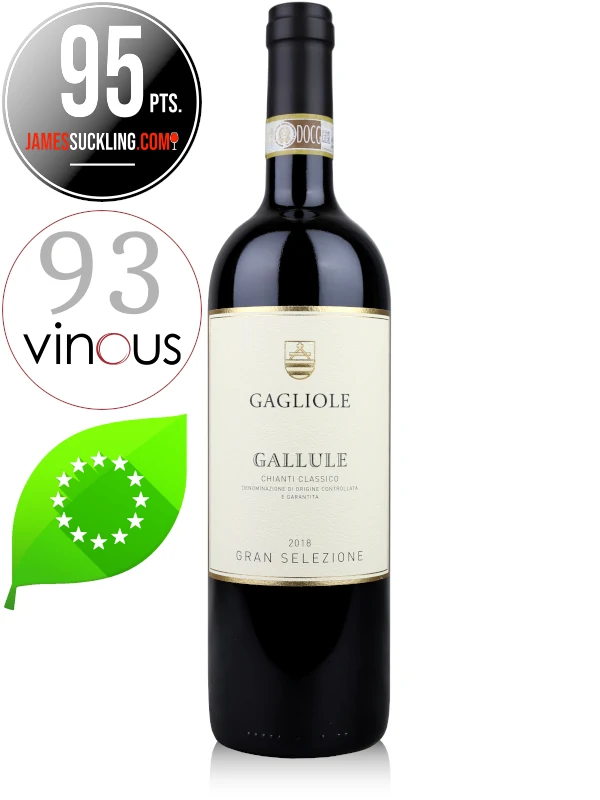 Bottle of Italian red wine from Tuscany Gagliole Gallule Chianti Classico Gran Selezione DOCG 2018