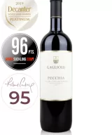 Bottle of red wine Gagliole Pecchia 2015 Organic Super Tuscan - Decanter Platinum Medal
