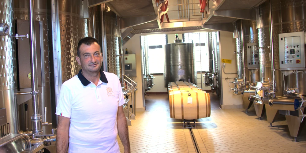 Gianni Maccari, winemaker at Ridolfi, in the fermentation room at the Ridolfi winery in Montalcino