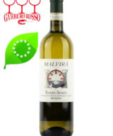 Bottle of organic white wine Malvira Roero Arneis Renesio