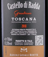 Back label of Castello di Radda Granbruno 2018