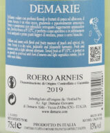 Back label of Demarie Roero Arneis DOCG 2019