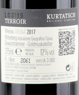 Back label of Kurtatsch Aruna 2016 Gewurztraminer Moscato Passito Dessert Wine