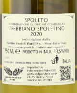Back label of Fratelli Pardi Spoleto 2020 Trebbiano Spoletino DOC
