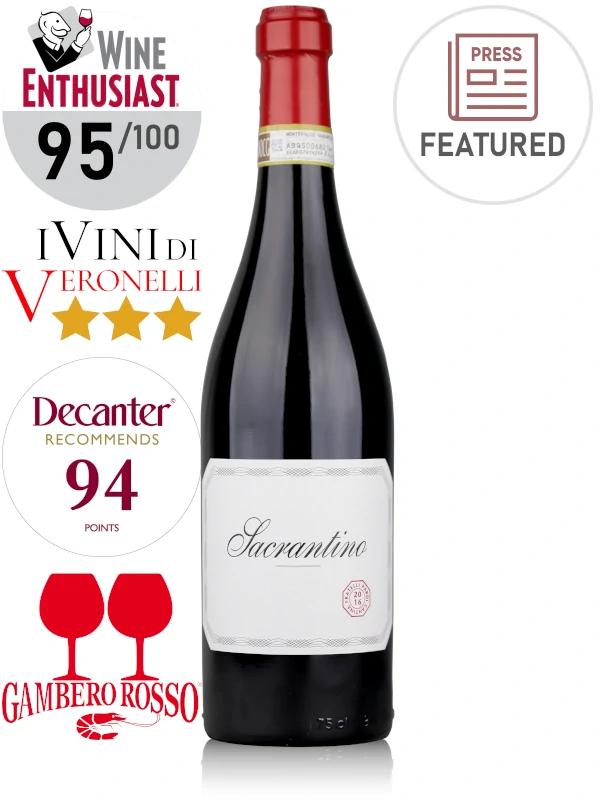 Bottle of Italian red wine by Fratelli Pardi, Sacrantino Montefalco Sagrantino DOCG 2016