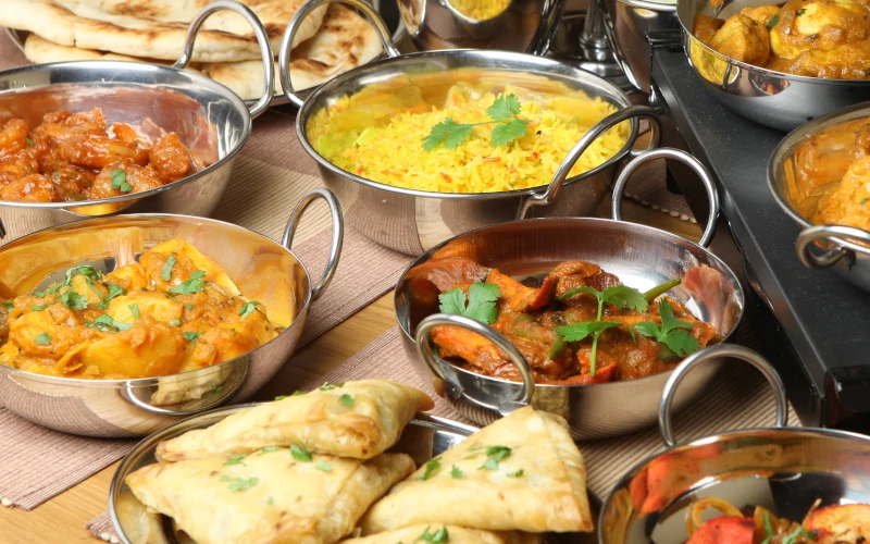 Selection of curry dishes