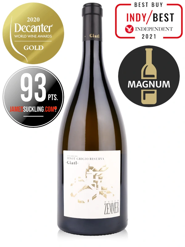 Magnum 1,500 ml bottle of Italian single vineyard white wine Peter Zemmer "Giatl" Pinot Grigio Riserva, Alto Adige DOC