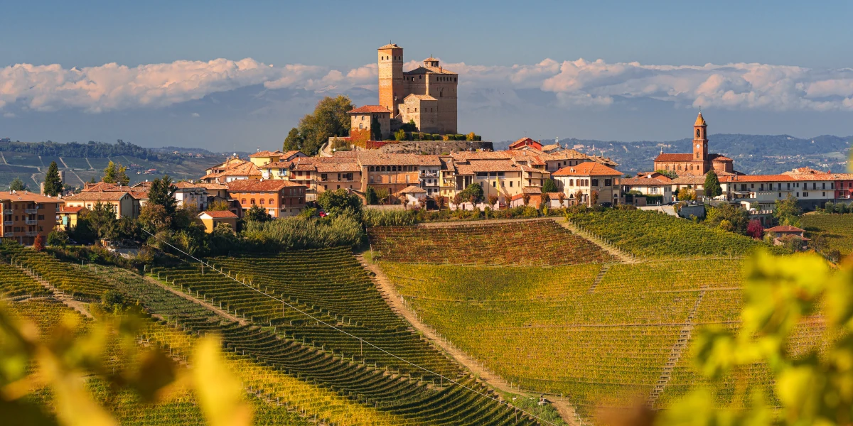 Serralunga d'Alba and vineyards, Langhe, Piemonte, Italy