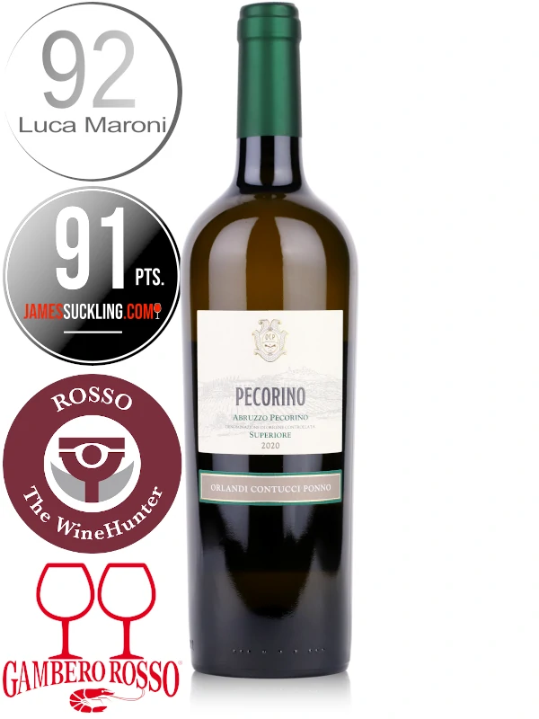 Bottle of Italian white wine Orlandi Contucci Ponno Abruzzo Pecorino Superiore DOC 2020