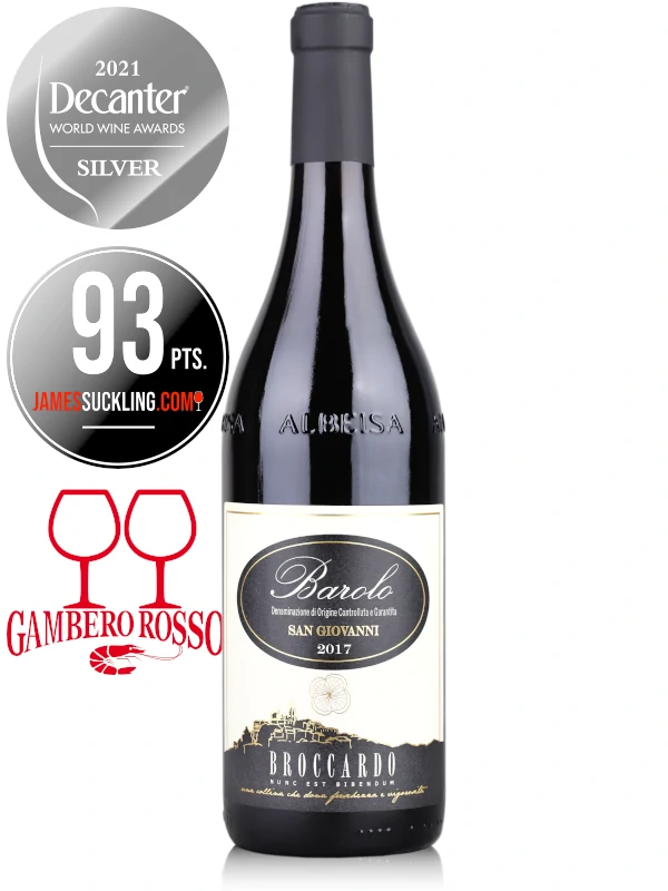 Bottle of Italian red wine Broccardo Barolo DOCG San Giovanni 2017