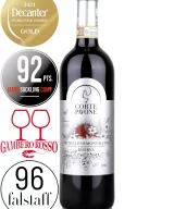 Bottle of Italian red wine Corte Pavone Anemone al Sole Brunello di Montalcino Riserva DOCG 2015