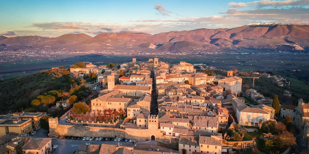 Montefalco, Umbria, Italy. The photo above the town