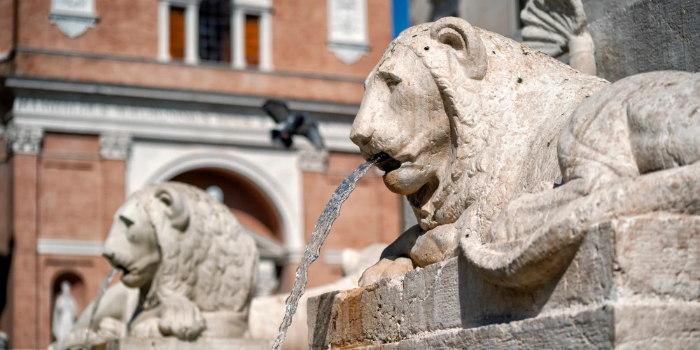 Federico II fountain, Jesi, Marche, Italy