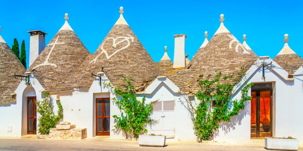 Limestone Trulli houses of Alberobello, typical houses in the Murghe region of Puglia