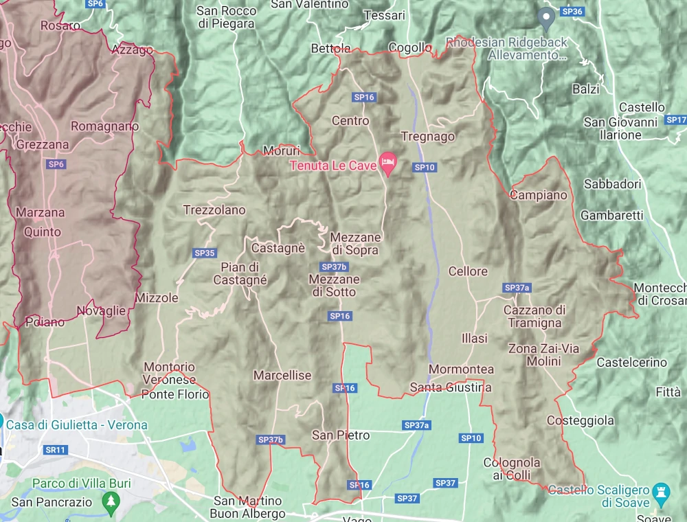 Map of the Valpolicella Orientale area