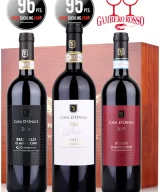 Gift set of three Italian red wines, Brunello di Montalcino DOCG and Rosso di Montalcino DOC by Cava d'Onice