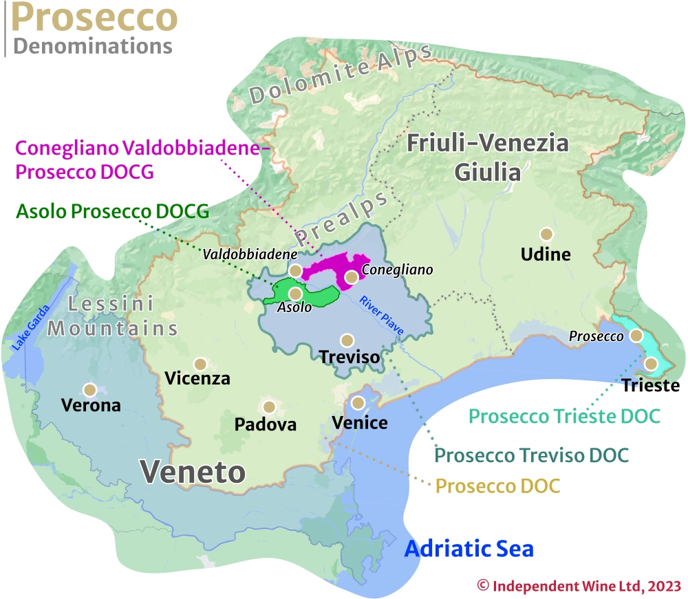 Prosecco Wine Map by Independent Wine www.independent.wine