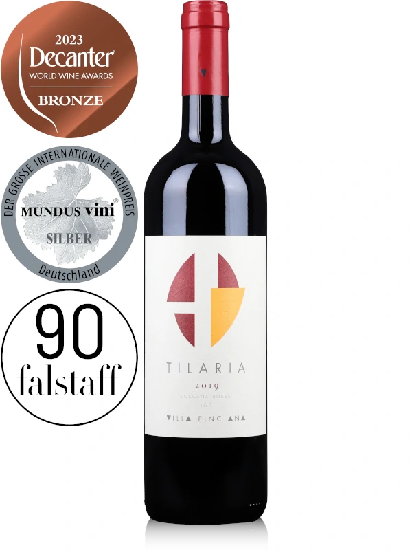 Bottle of Italian red wine from Tuscany, Villa Pinciana Tilaria Toscana Rosso IGT 2019